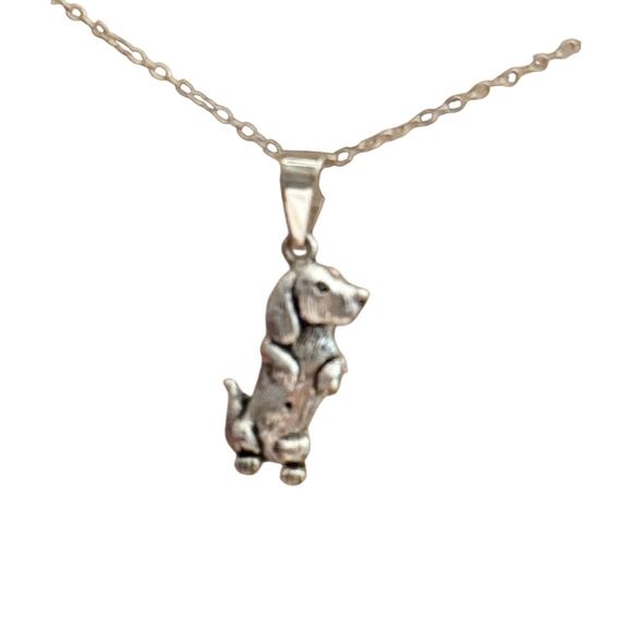 Hot Diggity NWT Sterling Silver Beagle Dachshund Pendant Necklace 16-20” - Picture 1 of 3